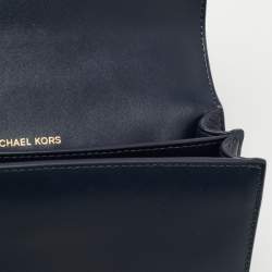 Pre Owned Michael Kors Navy Blue Leather Mott Chain Swag Shoulder Bag