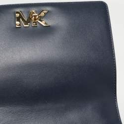 Pre Owned Michael Kors Navy Blue Leather Mott Chain Swag Shoulder Bag