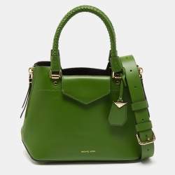 Pre Owned Michael Kors Green Leather Blakely Tote