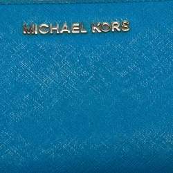 Pre Owned Michael Kors Blue Leather Bedford Continental Wallet