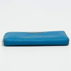 Pre Owned Michael Kors Blue Leather Bedford Continental Wallet