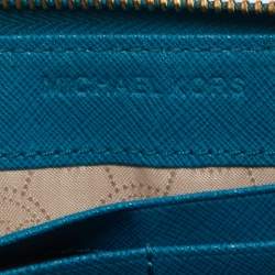 Pre Owned Michael Kors Blue Leather Bedford Continental Wallet