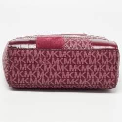 Pre Owned Michael Kors Burgundy Signature Coated Canvas, Leather and Suede Sinclair Tote