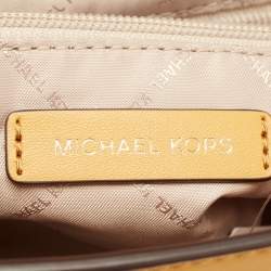 Pre Owned Michael Kors Yellow Signature Coated Canvas and Leather Manhattan Top Handle Bag