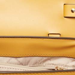 Pre Owned Michael Kors Yellow Signature Coated Canvas and Leather Manhattan Top Handle Bag