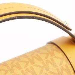 Pre Owned Michael Kors Yellow Signature Coated Canvas and Leather Manhattan Top Handle Bag