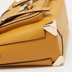 Pre Owned Michael Kors Yellow Signature Coated Canvas and Leather Manhattan Top Handle Bag