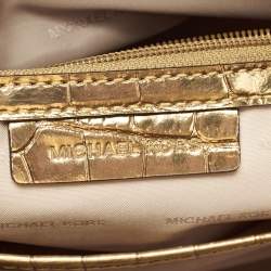 Pre Owned Michael Kors Gold Croc Embossed Leather Hamilton Studio Tote