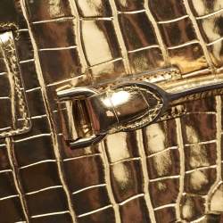 Pre Owned Michael Kors Gold Croc Embossed Leather Hamilton Studio Tote