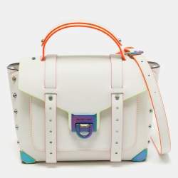 Michael Kors Optic White Leather Multicolor Trim Medium Manhattan Satchel  Michael Kors | TLC