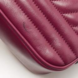 Pre Owned Michael Kors Burgundy Leather Jet Set Camera Crossbody Bag