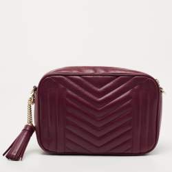 Pre Owned Michael Kors Burgundy Leather Jet Set Camera Crossbody Bag