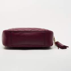 Pre Owned Michael Kors Burgundy Leather Jet Set Camera Crossbody Bag