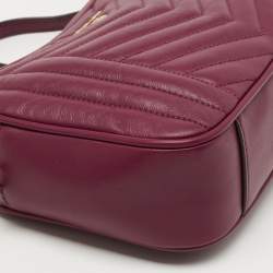 Pre Owned Michael Kors Burgundy Leather Jet Set Camera Crossbody Bag