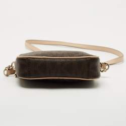 مملوكة مسبقًا MICHAEL Michael Kors Brown/Beige Signature Coated Canvas and Leather Camera Crossbody Bag