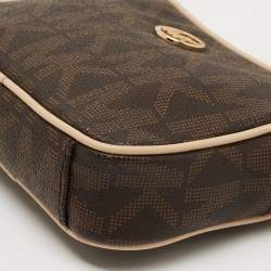 مملوكة مسبقًا MICHAEL Michael Kors Brown/Beige Signature Coated Canvas and Leather Camera Crossbody Bag
