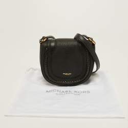 Pre Owned Michael Kors Collection Black Leather Saddle Crossbody Bag