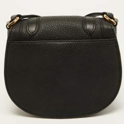 Pre Owned Michael Kors Collection Black Leather Saddle Crossbody Bag