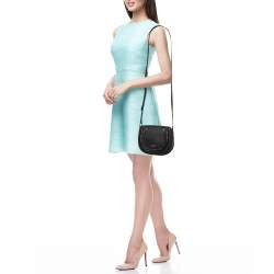 Pre Owned Michael Kors Collection Black Leather Saddle Crossbody Bag