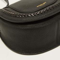 Pre Owned Michael Kors Collection Black Leather Saddle Crossbody Bag