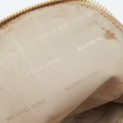 Michael Kors White/Tan Signature Coated Canvas and Leather Mini Rhea Backpack