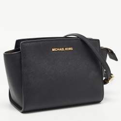 Pre Owned MICHAEL Michael Kors Black Leather Medium Selma Crossbody Bag