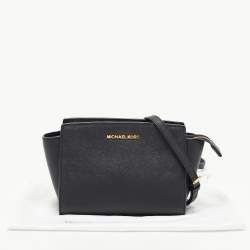 Pre Owned MICHAEL Michael Kors Black Leather Medium Selma Crossbody Bag