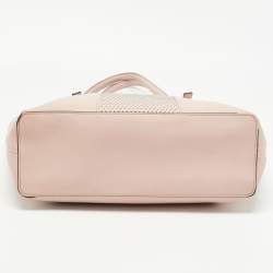 Pre Owned Michael Kors Light Pink Saffiano Leather Studded Jet Set Tote