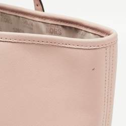 Pre Owned Michael Kors Light Pink Saffiano Leather Studded Jet Set Tote