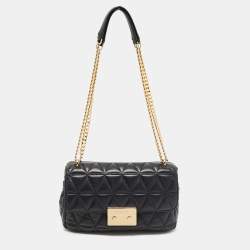 Pre Owned Michael Kors Black Quilted Leather Large Sloan Shoulder Bag
