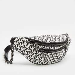 Michael Kors Black/White Signature Coated Canvas Mott Belt Bag