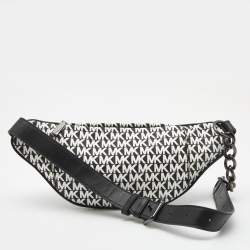 Michael Kors Black/White Signature Coated Canvas Mott Belt Bag