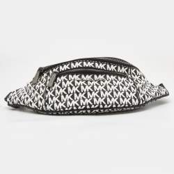 Michael Kors Black/White Signature Coated Canvas Mott Belt Bag