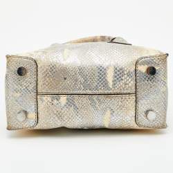 Michael Kors Beige/Gold Python Embossed Leather Small Mercer Tote