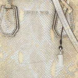 Michael Kors Beige/Gold Python Embossed Leather Small Mercer Tote