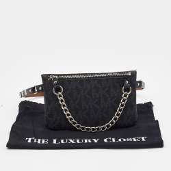 Michael Kors Black Signature Coated Canvas Chain Fanny Belt Bag