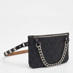 Michael Kors Black Signature Coated Canvas Chain Fanny Belt Bag