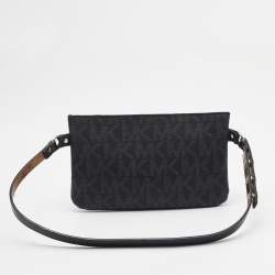 Michael Kors Black Signature Coated Canvas Chain Fanny Belt Bag
