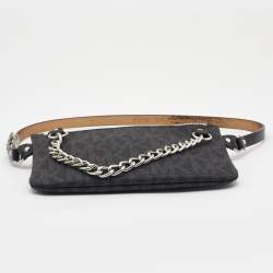Michael Kors Black Signature Coated Canvas Chain Fanny Belt Bag