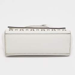 Pre Owned Michael Kors White Leather XS Laser Cut Ava Top Handle Bag