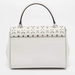 Pre Owned Michael Kors White Leather XS Laser Cut Ava Top Handle Bag