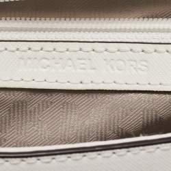 Pre Owned Michael Kors White Leather XS Laser Cut Ava Top Handle Bag