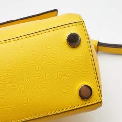 Pre Owned Michael Kors Yellow Saffiano Leather Small Ava Top Handle Bag