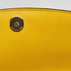 Pre Owned Michael Kors Yellow Saffiano Leather Small Ava Top Handle Bag