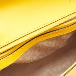 Pre Owned Michael Kors Yellow Saffiano Leather Small Ava Top Handle Bag