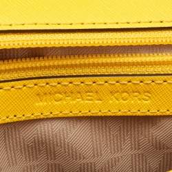Pre Owned Michael Kors Yellow Saffiano Leather Small Ava Top Handle Bag