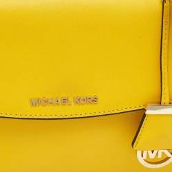 Pre Owned Michael Kors Yellow Saffiano Leather Small Ava Top Handle Bag