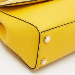Pre Owned Michael Kors Yellow Saffiano Leather Small Ava Top Handle Bag