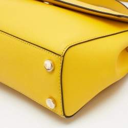 Pre Owned Michael Kors Yellow Saffiano Leather Small Ava Top Handle Bag