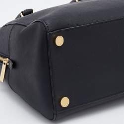 Pre Owned MICHAEL Micheal Kors Black Leather Cindy Dome Satchel